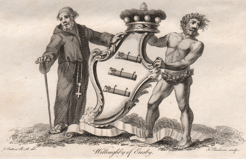 WILLOUGHBY OF ERESBY. Coat of Arms. Heraldry 1790 old antique print picture